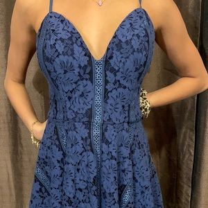 Blue lace flowy dress
